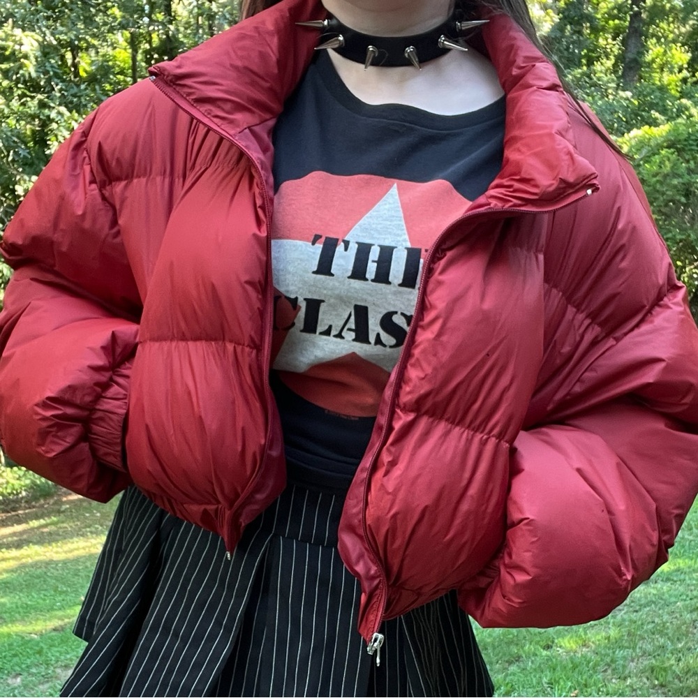 SHEIN burgundy puffer jacket